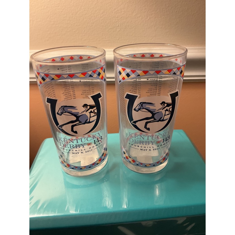 New Kentucky Derby 143 Mint Julep Glasses 2017 Churchill Downs Winners Set of 2